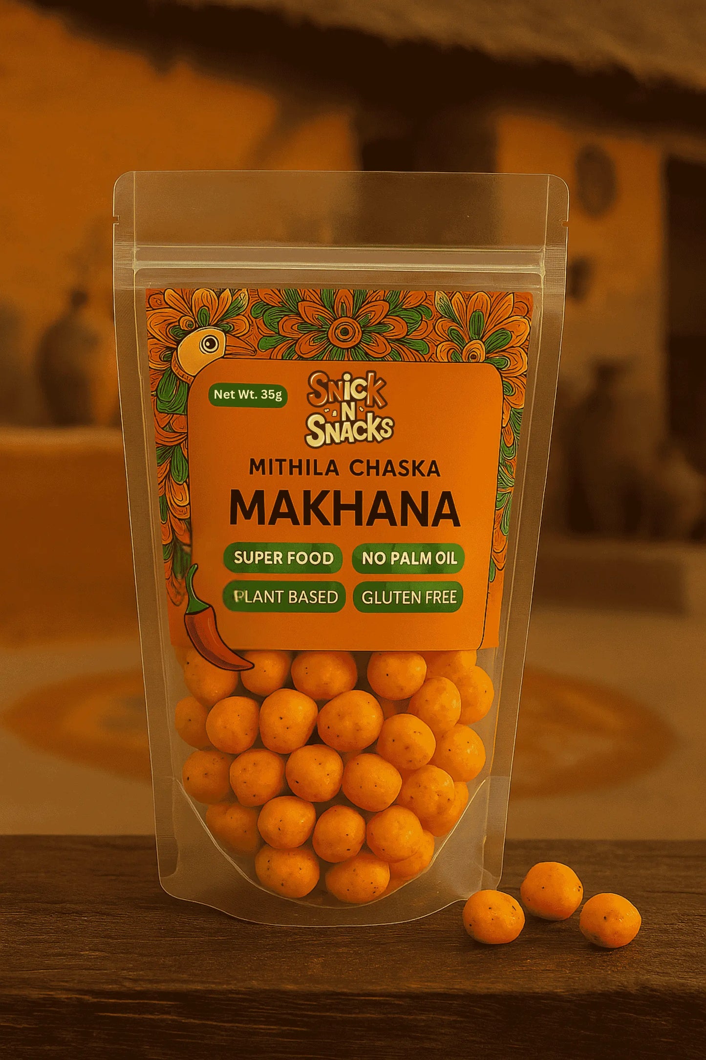 Mithila Chaska | Superfood Makhana Snack by SnickNSnacks (35g Pouch Pack) | Pack of 2